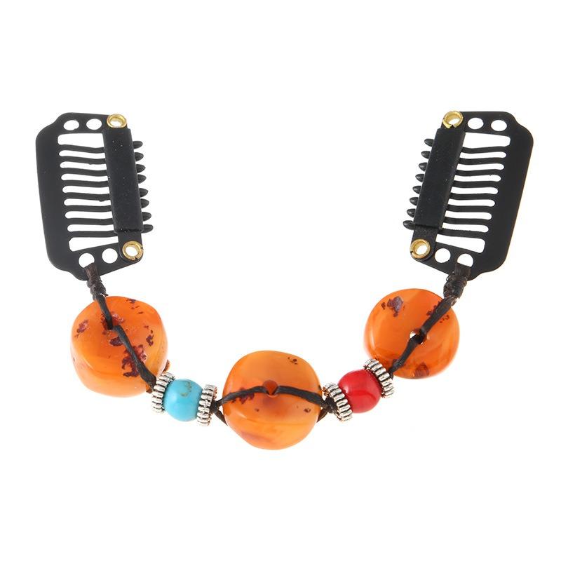 Tibetan Natural Stone Woven Hairpin Retro Personalized Niche Edge Clip Hair Accessories Tibetan Exotic Women's Headdress