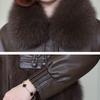 Autumn Winter Women's Faux Fur Coats Stitched Artificial Fox Fur Collar Fur Coat Short Slim Down Leather Jacket