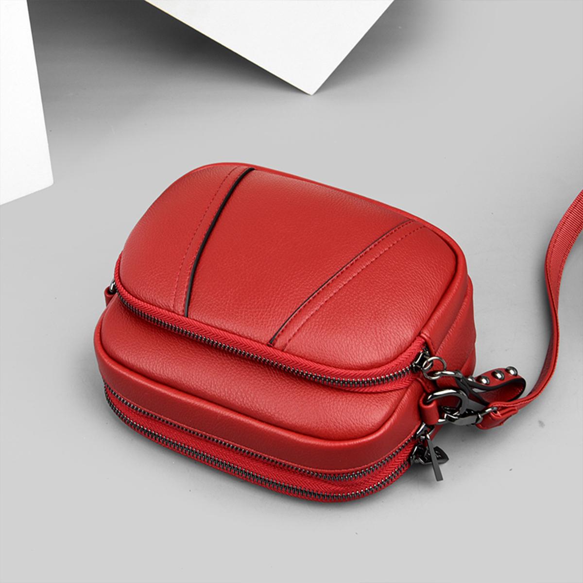 

Vintage Stitched Crossbody Bag Multi-Pocket Pu Shoulder Bag With Adjustable Belt And Zipper For Commute Shopping Storage Bag