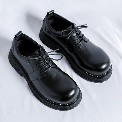 Fashion Stylish Men's Leather Casual Shoes Outdoor Thick Bottom Oxford Shoes Lace Up Tendon Outsole Business Shoes Formal Dress Footwear