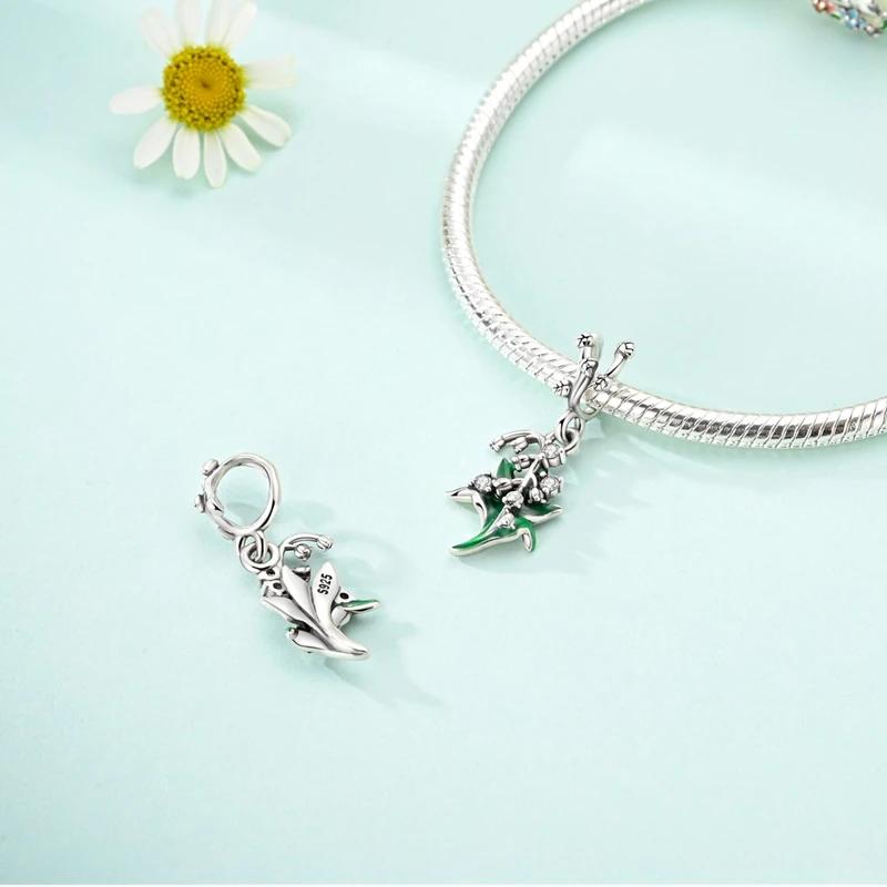 Authentic Charm Bead Charms copper Green Lily of The Valley Bead Charms Compatible With Plata Bracelets for Women Jewellery Making Diy Gifts