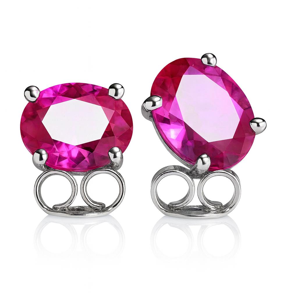 Natural Pink Ruby Earrings 6x4 mm Oval Cut 925 Sterling Silver Stone Gemstone Jewelry Gift