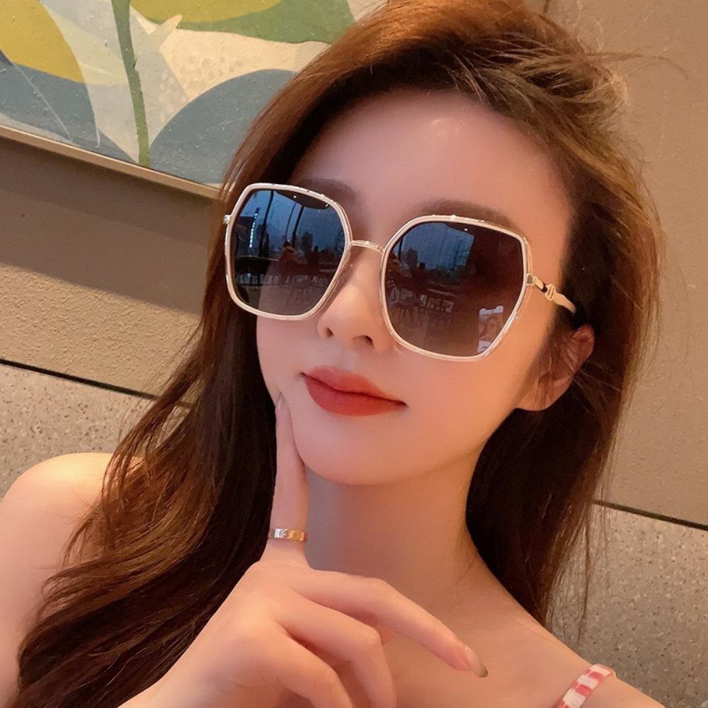 Korean Style Metal Frame Glasses Salamin Sunglasses for Women Square Sunglasses UV Protection