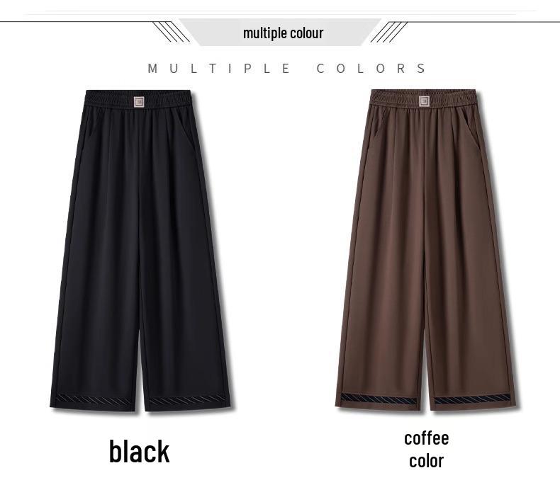 Spring 2025 Casual Plus Size Wide Leg High Waist Pants, Thin Drapey Summer Style, Khaki & Black