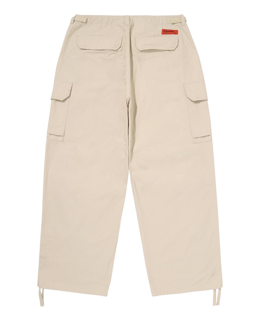 Syupeodeulai Cargo Parachute Pants Beige