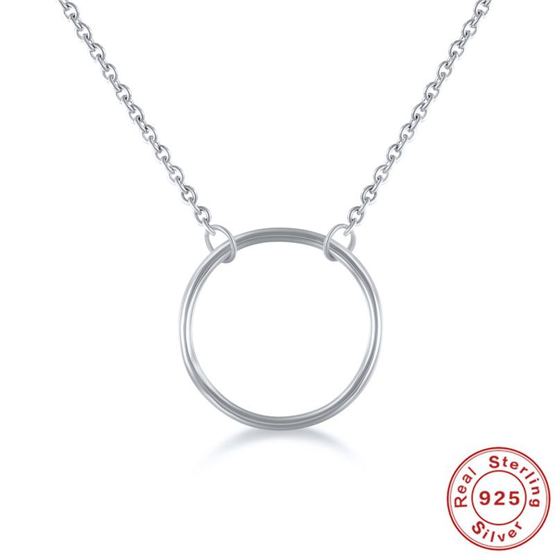 

Explosive S925 Sterling Silver Necklace 10Mm Geometric Round Pendant Simple Clavicle Chain Necklace 925 Silver белого золота