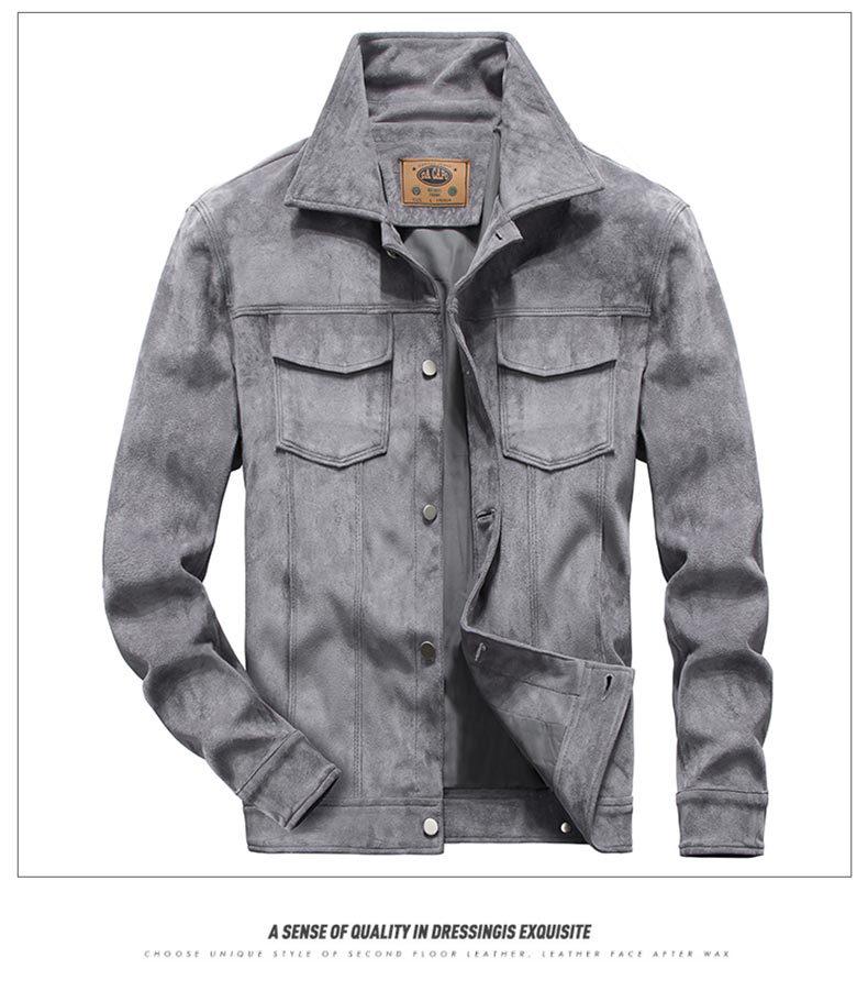 Men's Retro Suede Plush Jacket - Spring/Autumn Thin Workwear Style 1859