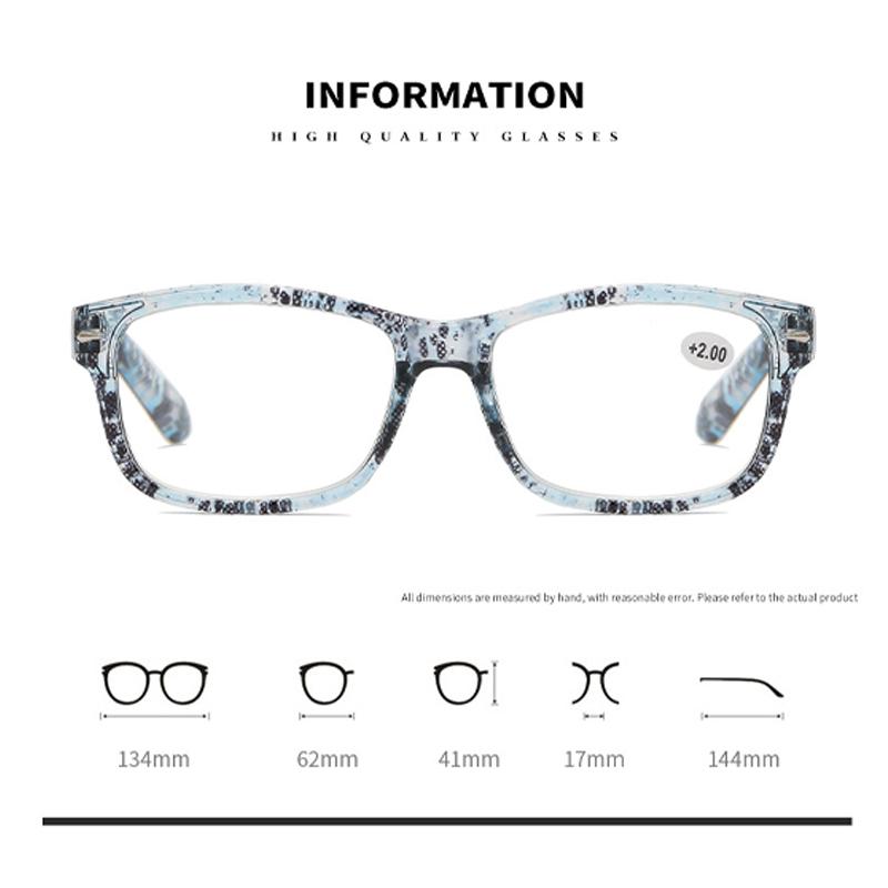 Trendy Suqare Women'S Reading Glasses Men Classic Flower Printed Far Sight Eyewear Vintage Retro Blue Light Blocking Presbyopia