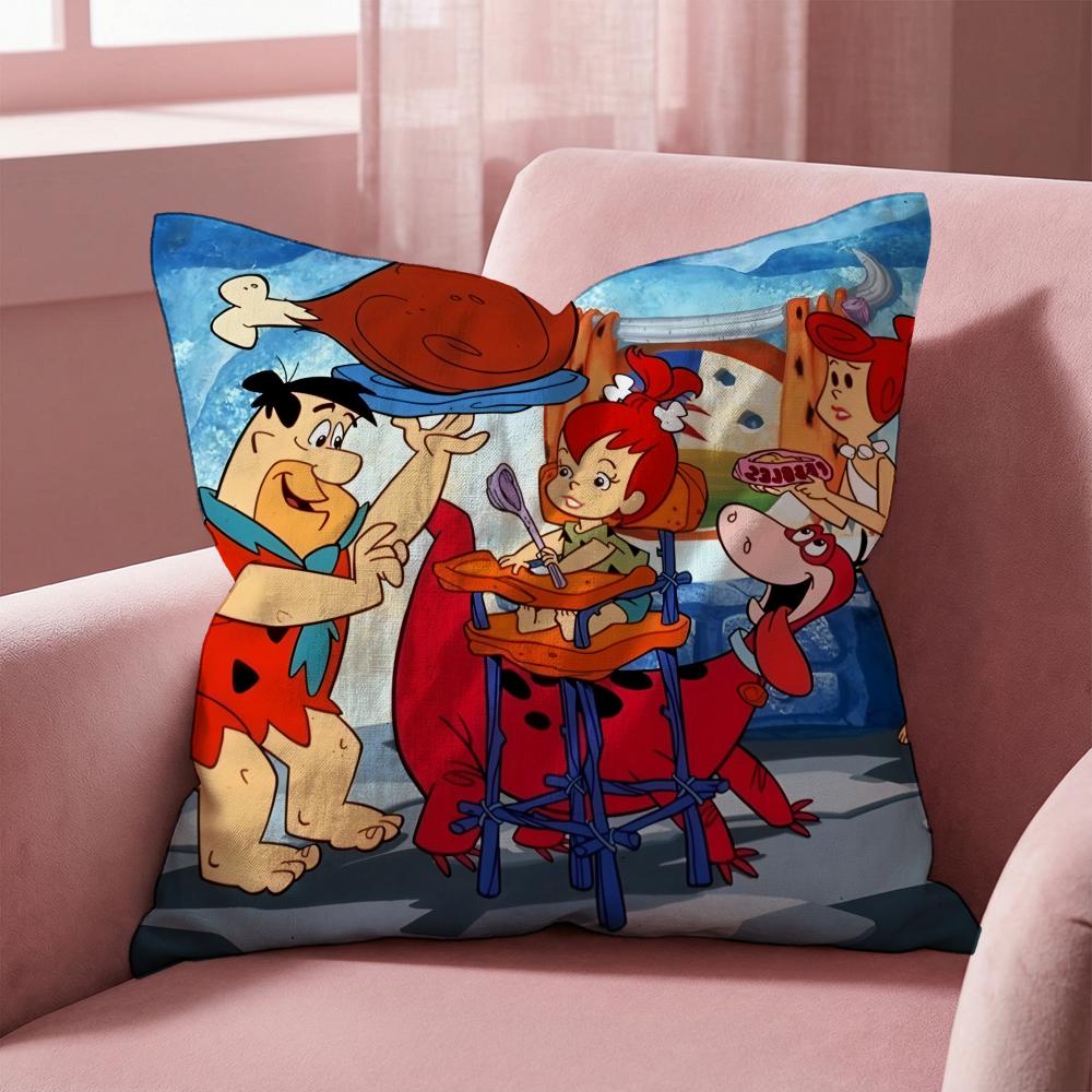 Cartoon Classic F-Flintstones Cushion Cover Multi-Scene Pillow Cover for Home & Car - Reversible, Soft & Durable for Daily Use