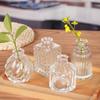 10PCS/SET Retro Relief Mini Glass Vase European Style Crystal Clear Flower Vase Elegant Decorative Transparent Vase Party Decor