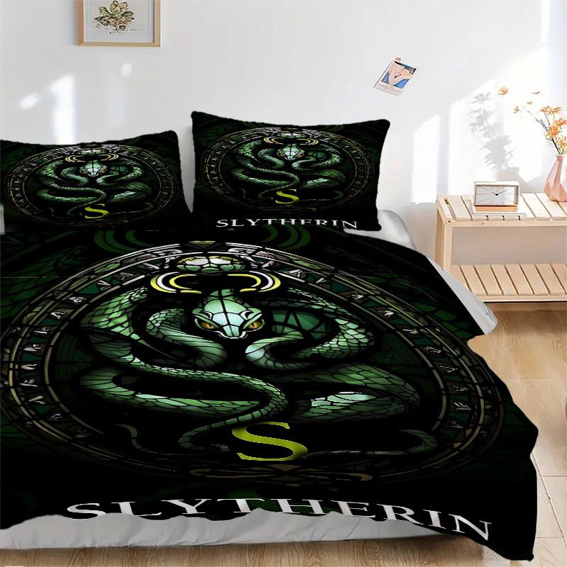 

3pcs Slytherin, Snake Symbol Duvet Cover Set, 1 Duvet Cover + 1/2 Pillowcases (No Insert), Bedroom Decor, Allseason Comfort yy251021260 135x200cm