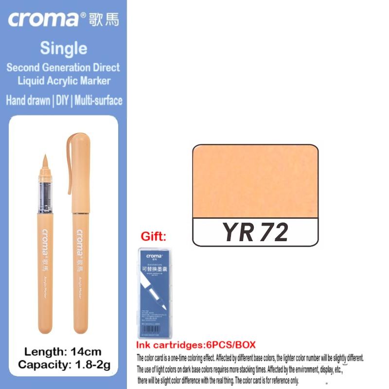 Croma 160/1 Farben Nachfüllbares Direktflüssig-Acrylmarker-Set mit Weicher Spitze, Waschbarer Aquarellpinsel Schulausstattung