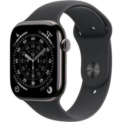 Apple Watch Series 11 GPS + Cellular - 42mm - Slate Titanium Case - Black Sport Band - M/L