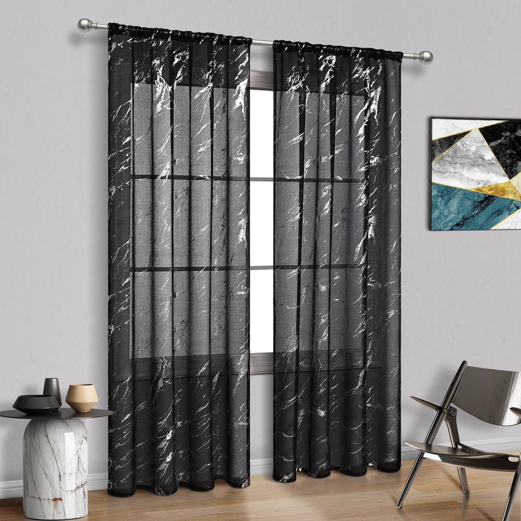 Perdele din marmură transparentă 2 panouri pentru dormitor sufragerie, auriu metalic, buzunar pentru tijă, sclipici de confidențialitate, pentru fereastra decorului de vacanță