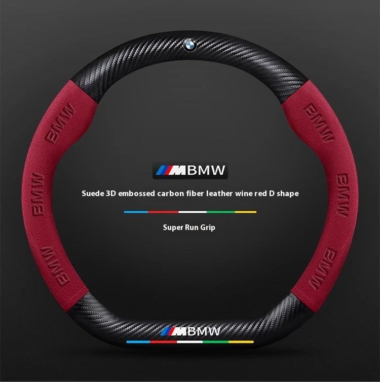 For BMW M X1 X3 X5 X6 G20 G30 E36 E39 E46 E87 E92 F10 F15 F20 F25 F30 Carbon Suede Leather Car Steering Wheel Cover Accessories