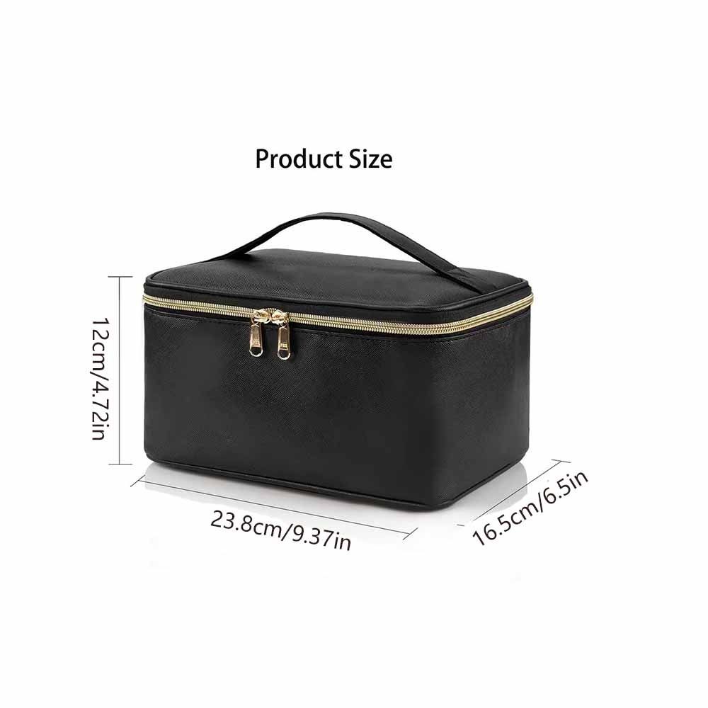 Fashion Large Capacity PU Makeup Bag PU Handheld Cosmetic Bag With Handle Divider Waterproof Women Toiletry Bag Toiletry Storage