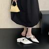 Fashion Elegant Pointed Toe Low Heel Pumps Women Fashion Cross Tied Buckle Slide Sandals Comfort Commuter Office Shoes Zapatos De Mujer