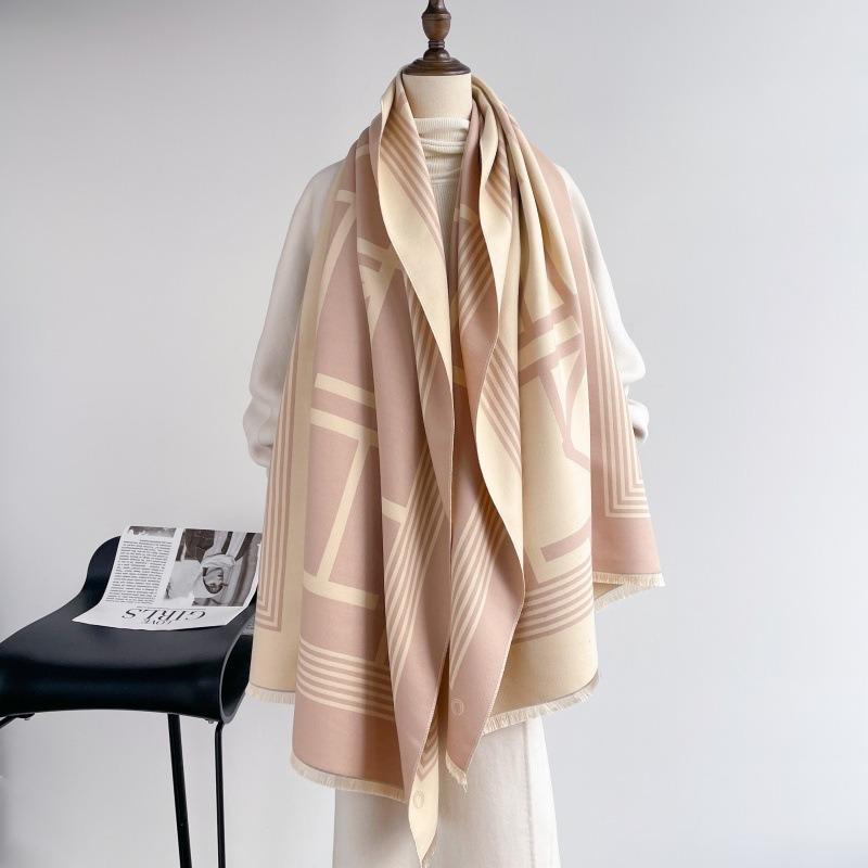 Imitation cashmere autumn and winter thickened scarf versatile extended plain weave fashion air conditioner shawl warm decorative scarf