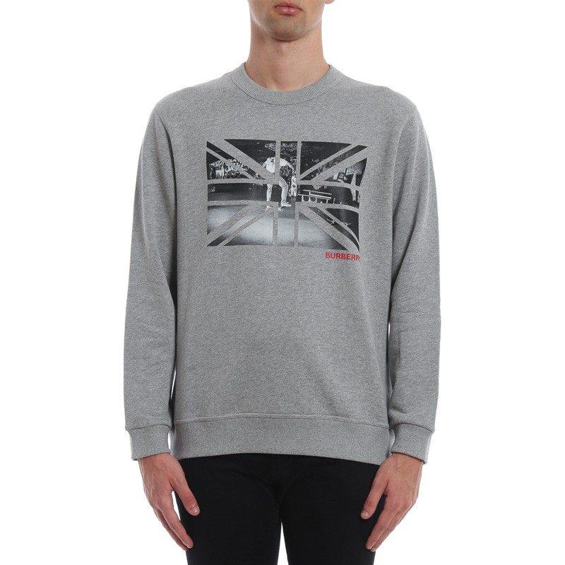 Burberry Sweatshirts Men's Light Heather Gray Crew Neck Moderate Regular 80166921