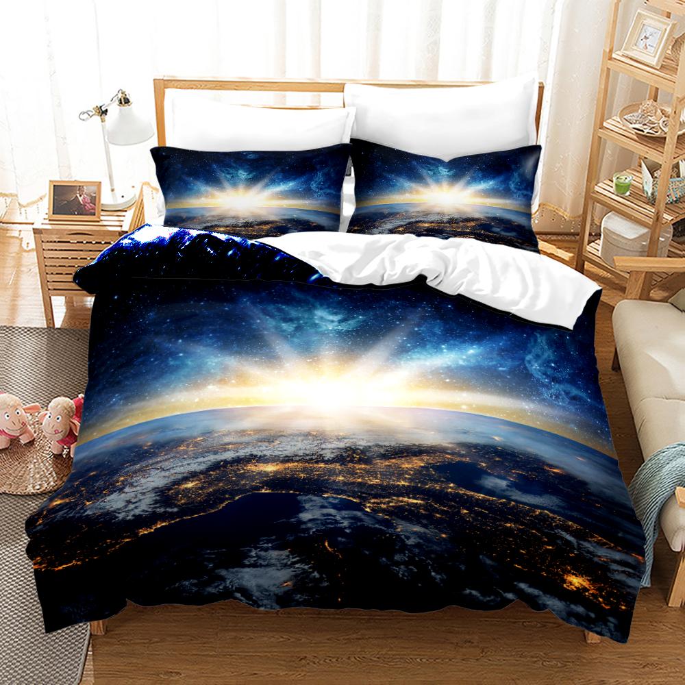 Space Galaxy Bedding Set Bedspread Single Twin Full Queen King Size Sky Milky Way Planet Bed Set Aldult Kid Duvetcover 06