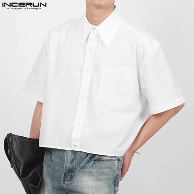 Oversized Lapel Neck Short Sleeve Pocket Buttons Causal Shirts Tops
