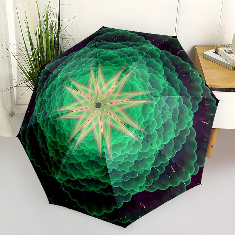 1pc Kaleidoscope Pattern Automatic Open/Close Umbrella, Compact Travel Umbrella, 8-Rib Sturdy Frame - Ideal Gift for Friends yy251118076
