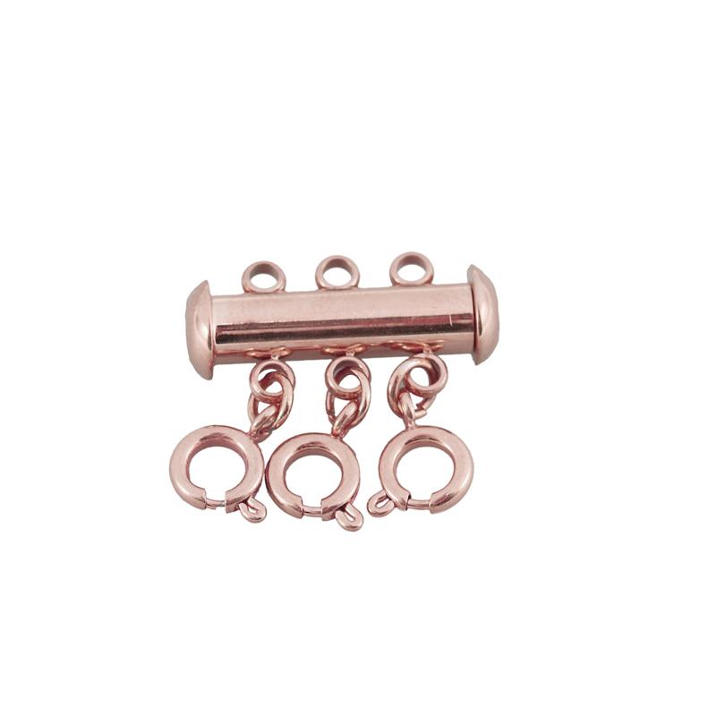 LOULEUR Stainless Steel Spring Buckle Lobster Clasps Connectors Slide Tube Lock Spacer Clasp Multi Strands Magnetic wholesale