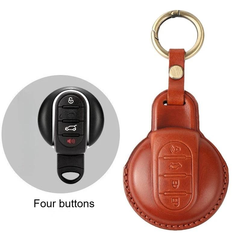 For Mini Cooper F54 F55 F56 F57 F60 Clubman Countryman Leather Car Key Fob Protection Cover Keychain Auto Accessories