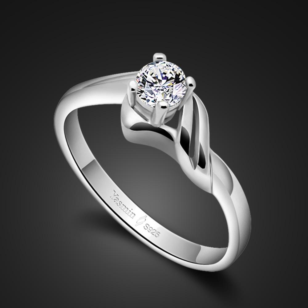 Japanese Woman'S Simple Single Ring, Platinum-Plated Inlaid 5A Zircon Ring, Imitation Diamond Ring, Marriage Proposal Gift