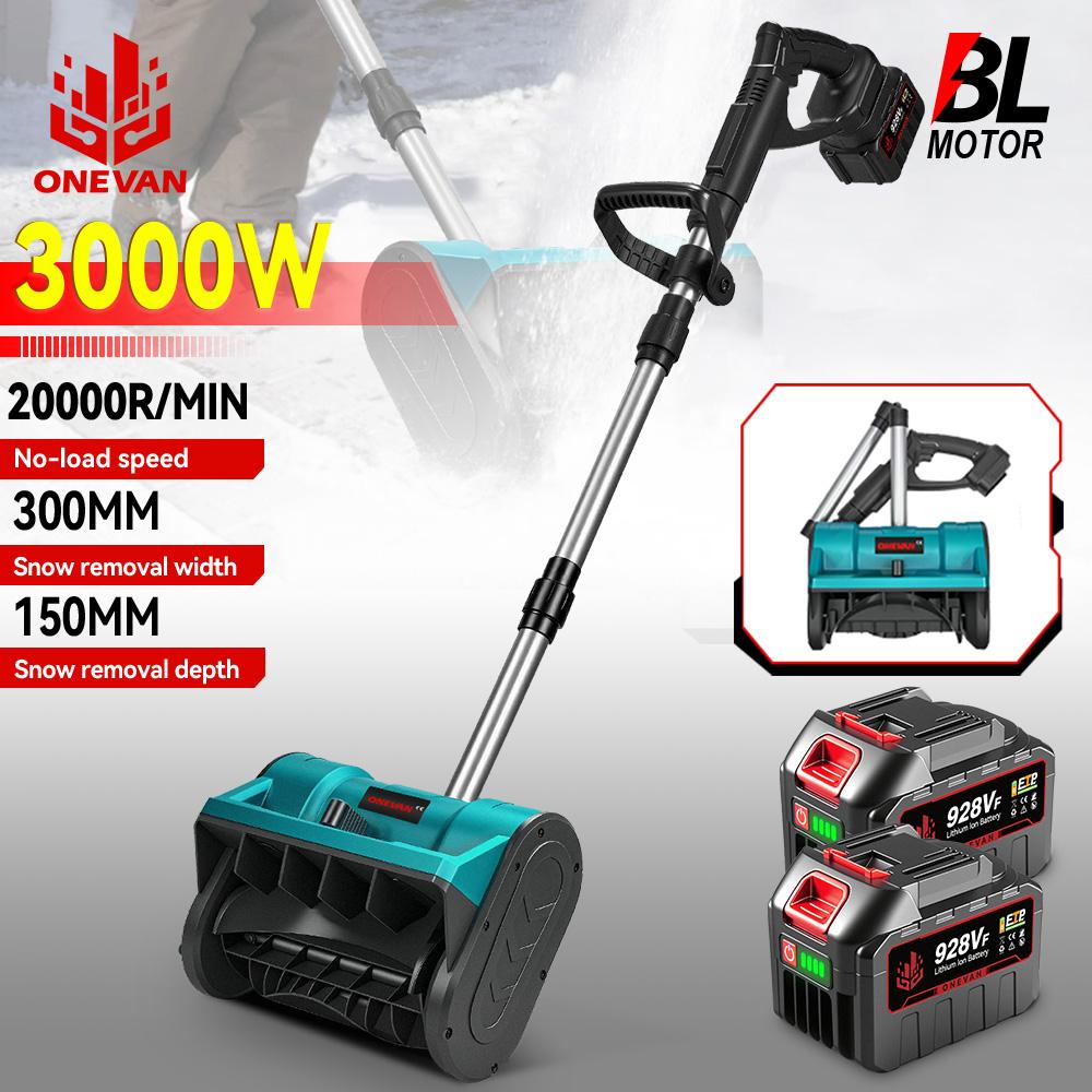 Balayeuse à neige électrique sans balais 3000W 300mm sans fil Chasse-neige Pelle Nettoyage de rue Jardin Outil électrique Pour batterie Makita 18V Broche