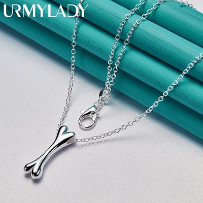 925 Sterling Silver Creative Bone Pendant Necklace For Women Wedding Engagement Fashion Fine Jewelry