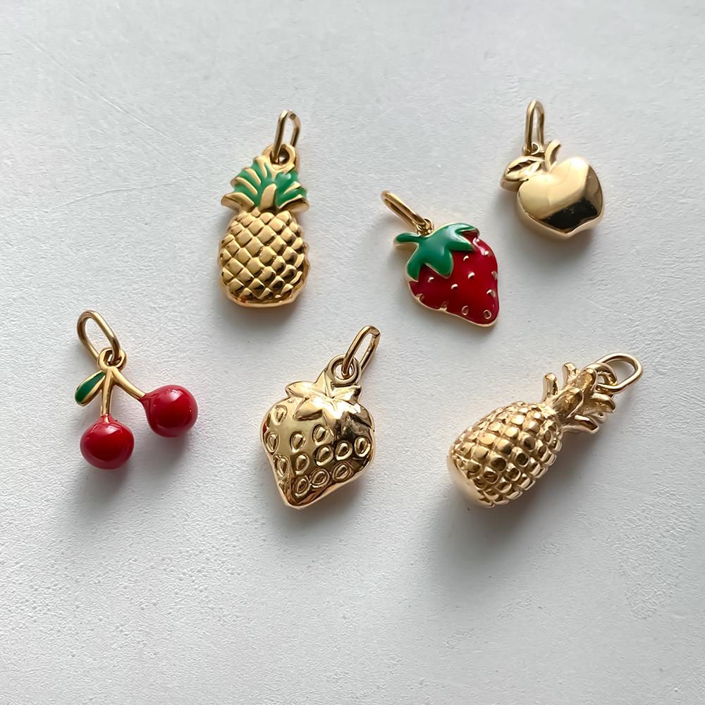 eManco Stainless Steel Charms Bohemian Style Fruit Elements Strawberry, Pineapple, Cherry Summer Trendy Jewelry Pendant