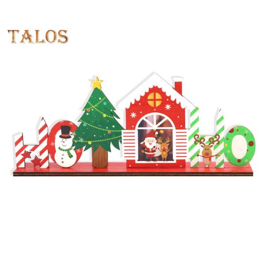 Christmas Table Sign Wooden Snowman Santa Reindeer Xmas Tree Ornaments Merry Christmas Decoration for Home Party DIY Decor