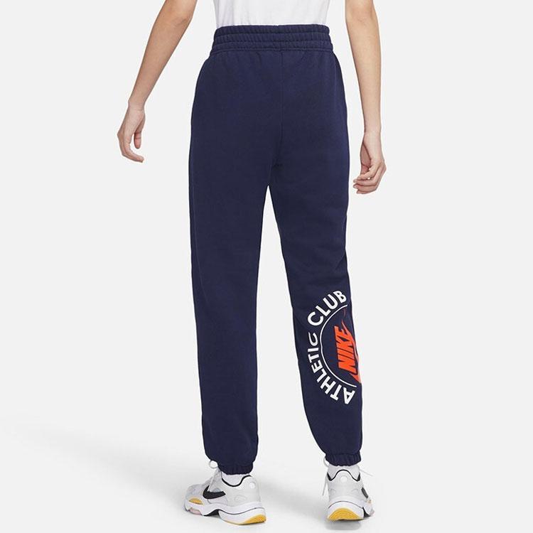 Nike Sportswear Athletic Club Solid Letter Print Cuffed Sweatpants Women Bottoms Black Blue DQ9149-498