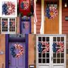 Stunning Polyester Independence Day Wreath Featuring Rustic Burlap Design 40cm