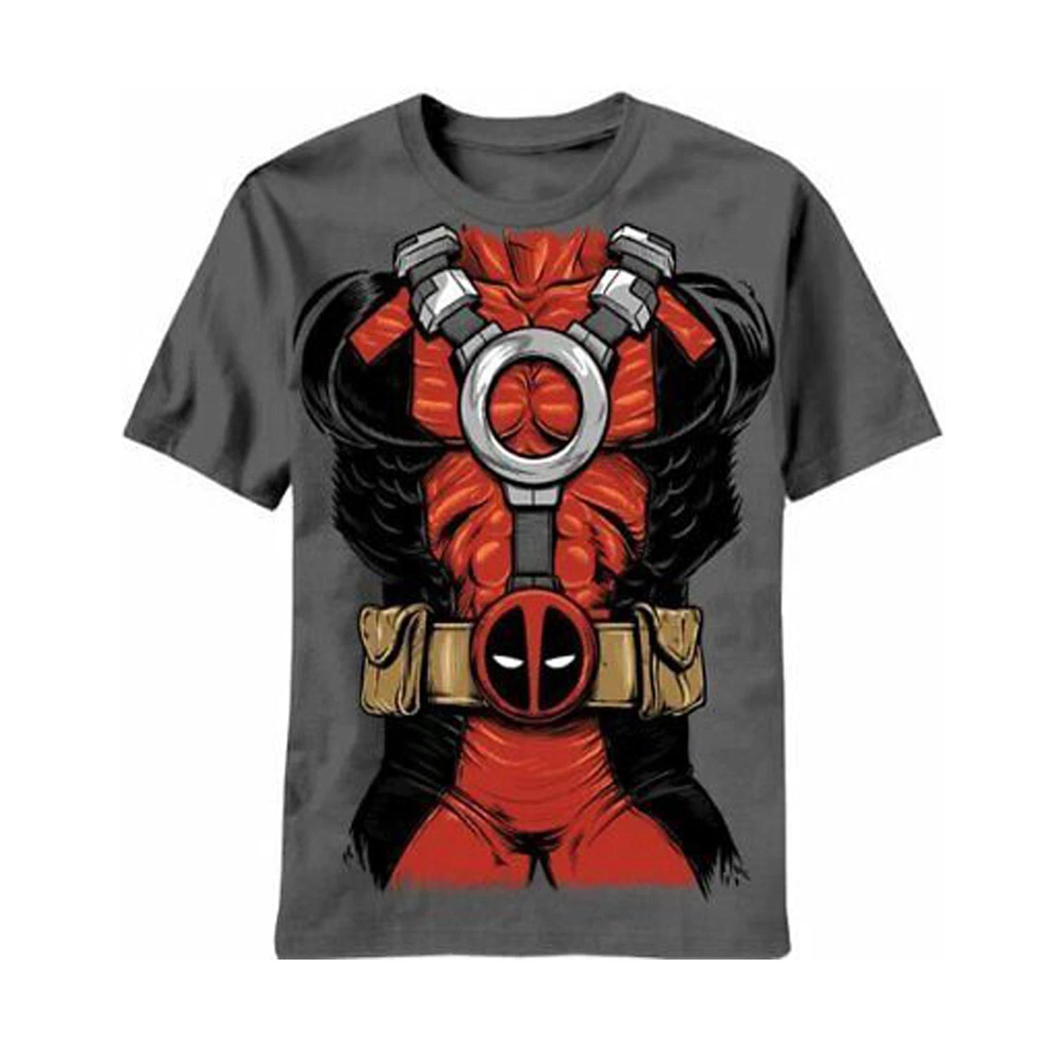 Взрослый унисекс костюм Marvel Comics Дэдпул с логотипом Костюм на Хэллоуин 100% хлопковая футболка Мужские футболки Топ S