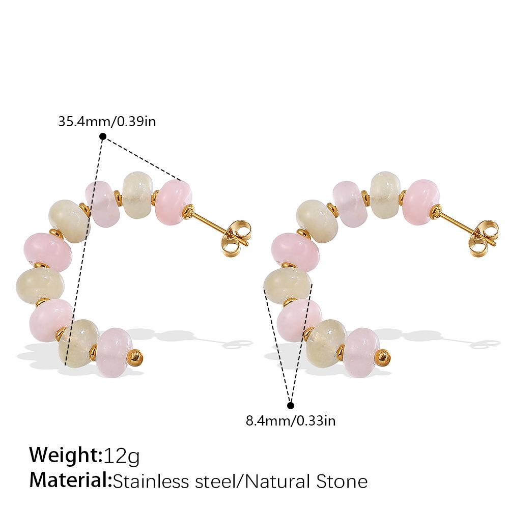 Fashion Color Natural Stone Abacus Bead Bracelet Light Luxury Versatile Personality Bracelet Earrings Jewelry Women