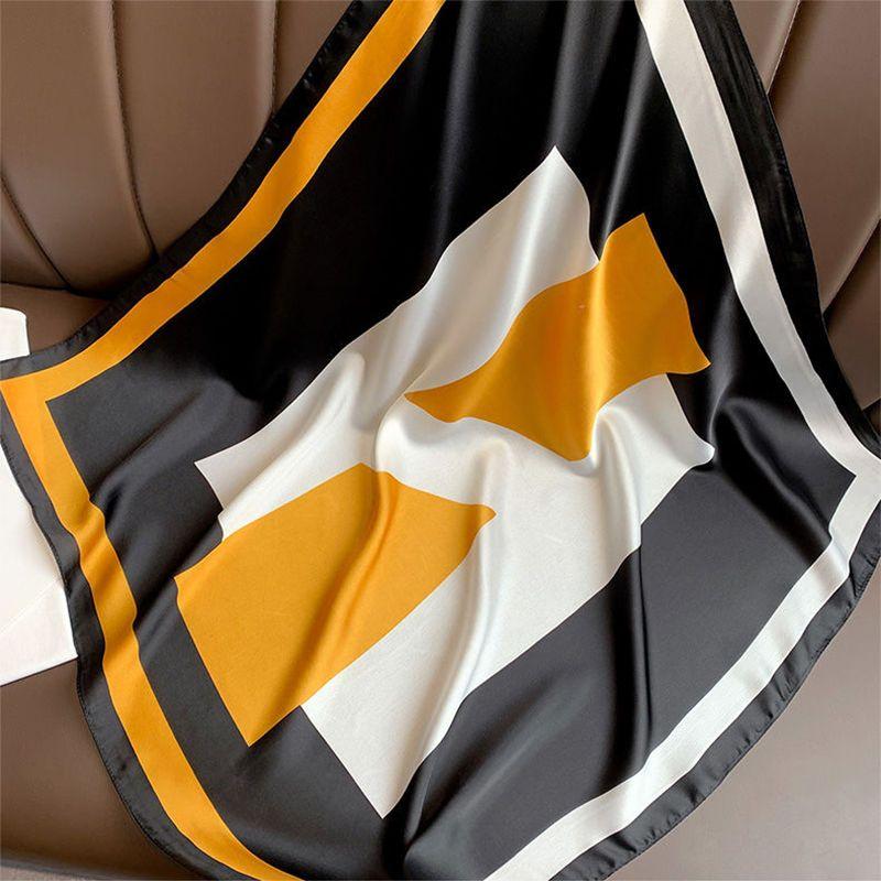 Women's Small Scarf | Spring & Autumn Korean-Style Black Polka Dot Stripe Scarf Fashion Decorative Thin Square Scarf for Ladies