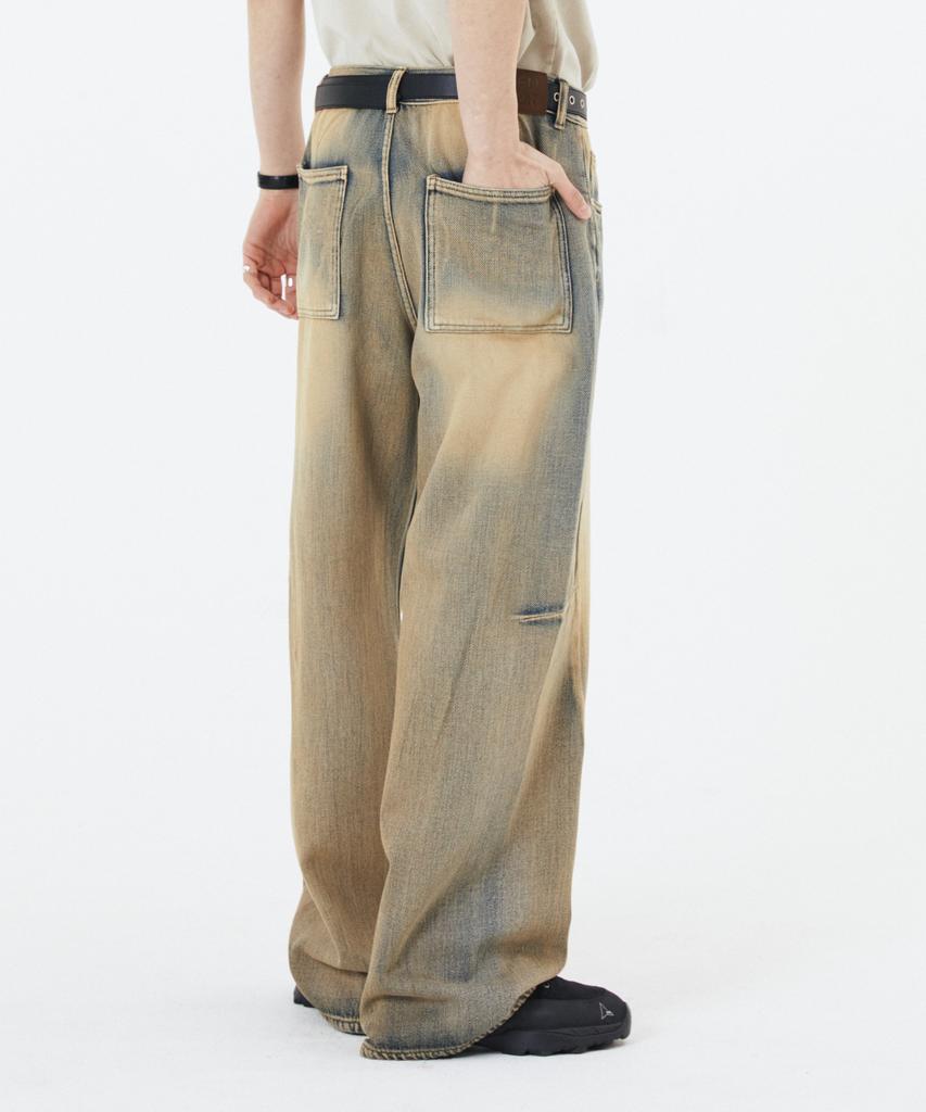 Modenaleudeo Amaze Wide Denim Pants (Yellow Blue)