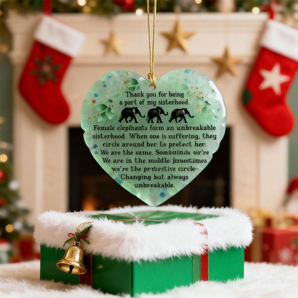 Ceramic Double-sided Heart-shaped Elephant Friendship Ornament Christmas Tree Decoration 2D Flat Pendant Friendship Souvenir