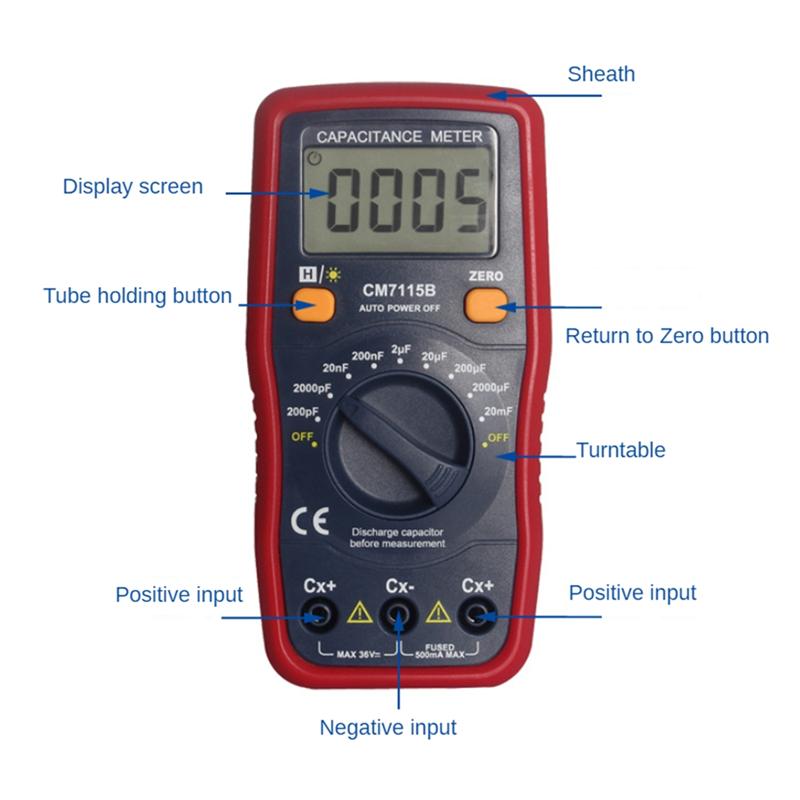 AD23-CM7115B Capacitance Meter Digital Multimeter LCD Display Measurement Tool,CM-7115A Upgrade