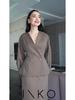 Women's V-neck Long-sleeve Waist-cinching Autumn Coat Dress Set