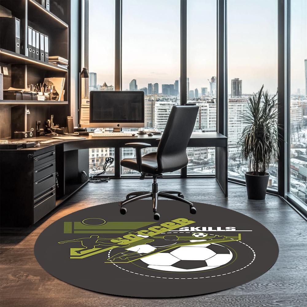 Fußball bedruckter runder Teppich Teppich Stuhlteppich Läufer Eingang Fußmatten, für Bürostuhl Wohnzimmer Schlafzimmer Küche.