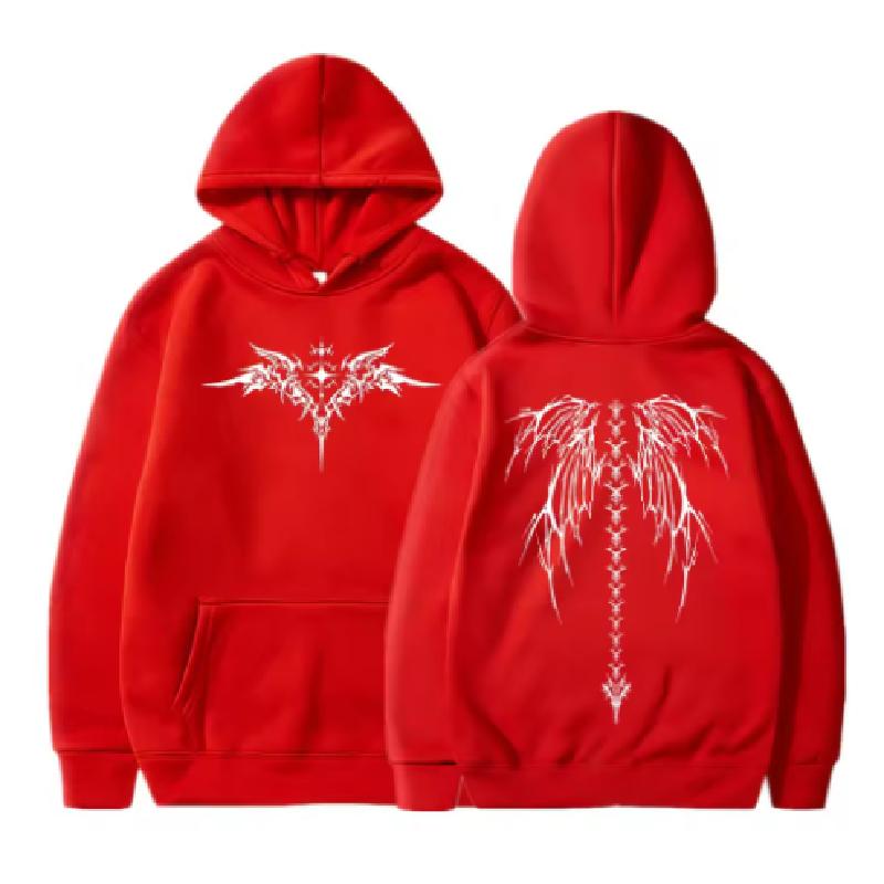 2025 popular wing print hoodie men's long sleeved fashionable sportswear unisex fashionable new street clothing casual