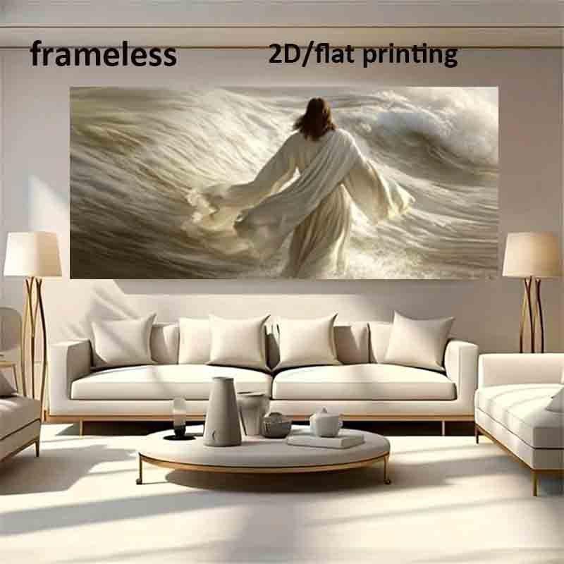 Arte Murale Biblica Moderna Gesù Cammina sulle Acque - Poster su Tela Senza Cornice Adatto per Soggiorno, Camera da Letto, Chiesa - Regalo di Natale e Festività