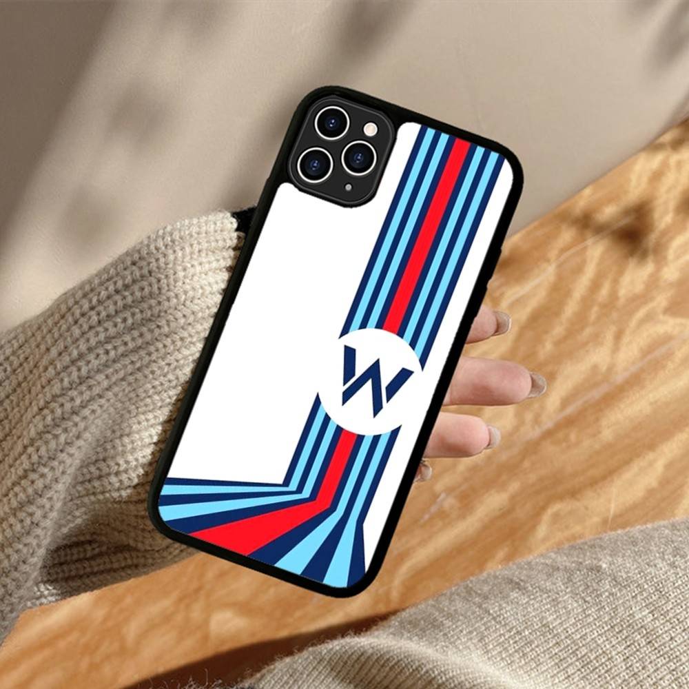 M-Martini Racing Horizontal Stripe PC+TPU Phone Case For IPhone 11 12 13 14 15 16 17 Plus Pro Max Cover