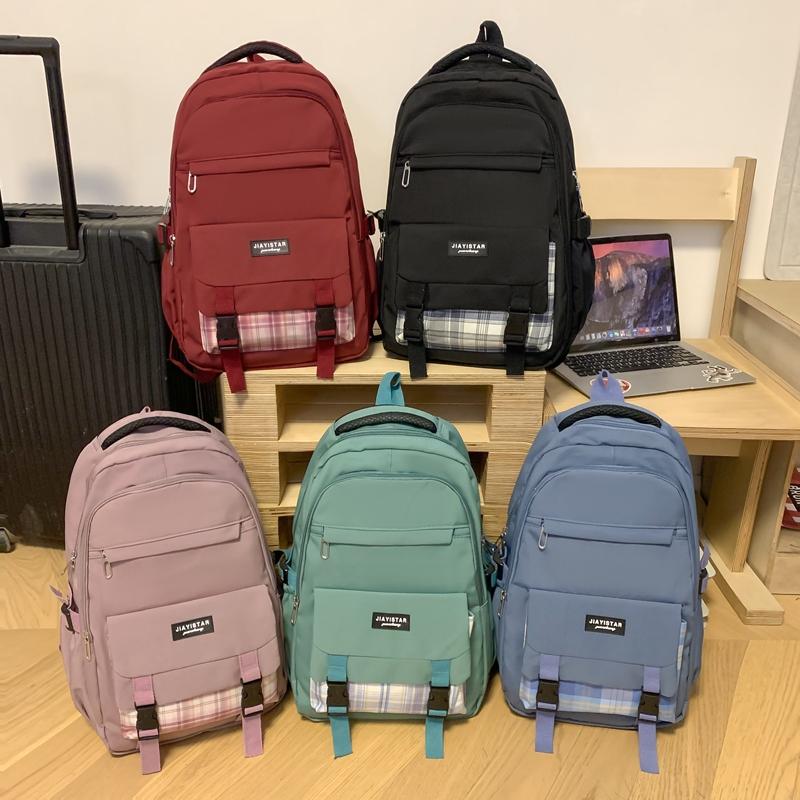 Student Backpack Couple Backpack Campus Plaid School Bag