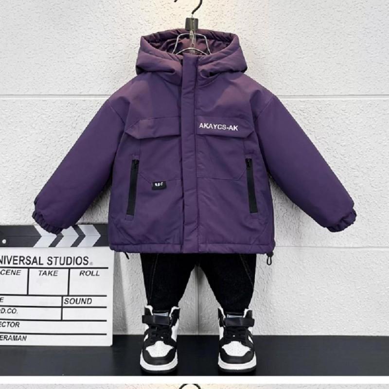Boys Thick Cotton Padded Coat Winter Warm Hooded Jacket Kids Casual Outerwear
