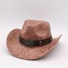 Herren und Damen Gelockter Western Cowboyhut Regenwald Riss Pfirsichherz Tweedhut