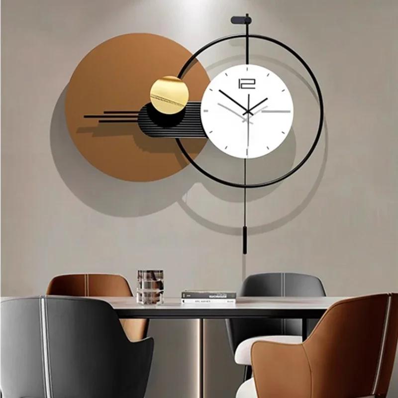 Quality Unique Wall Clocks Large Nordic Pendulum Aesthetic Luxury House Clock Art Living Room Modern Reloj Pared Wall Decor